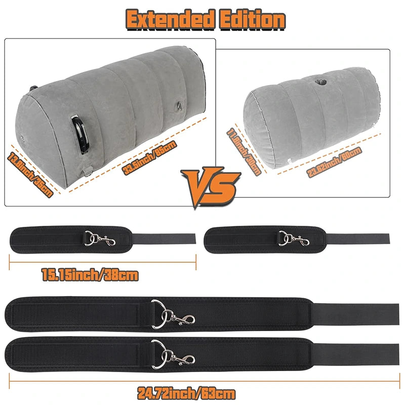 Extra-Long Inflatable Sex Pillow With Restraints