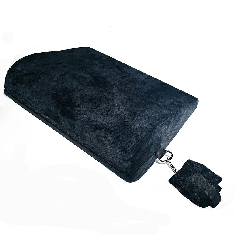 Black Ramp Sex Pillow with Handcuffs