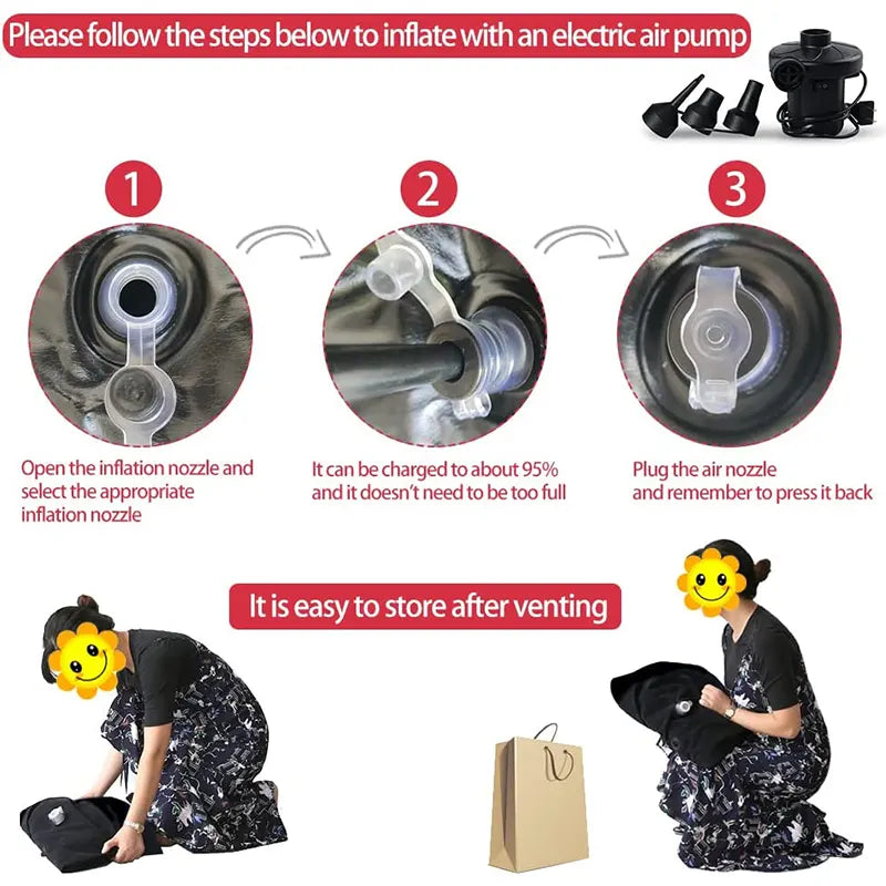 Split Leg Type Inflatable Flocking PVC Ramp Pillow