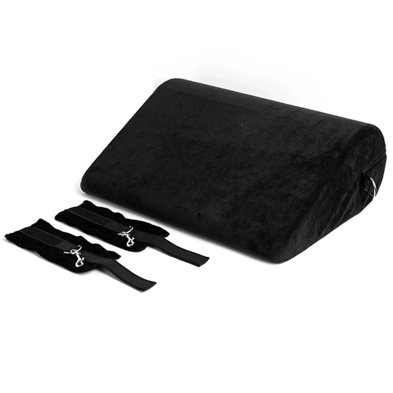 Black Ramp Sex Pillow with Handcuffs
