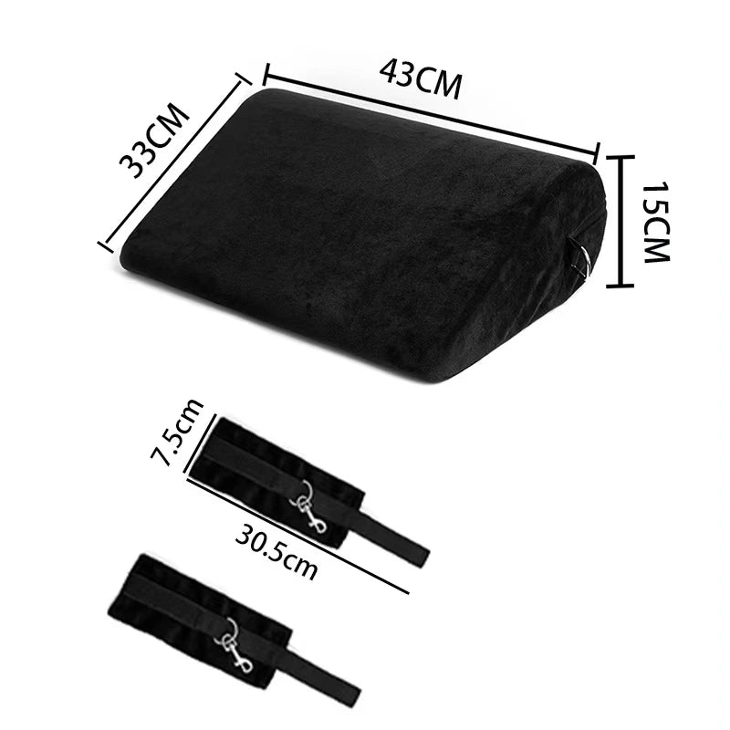 Black Ramp Sex Pillow with Handcuffs